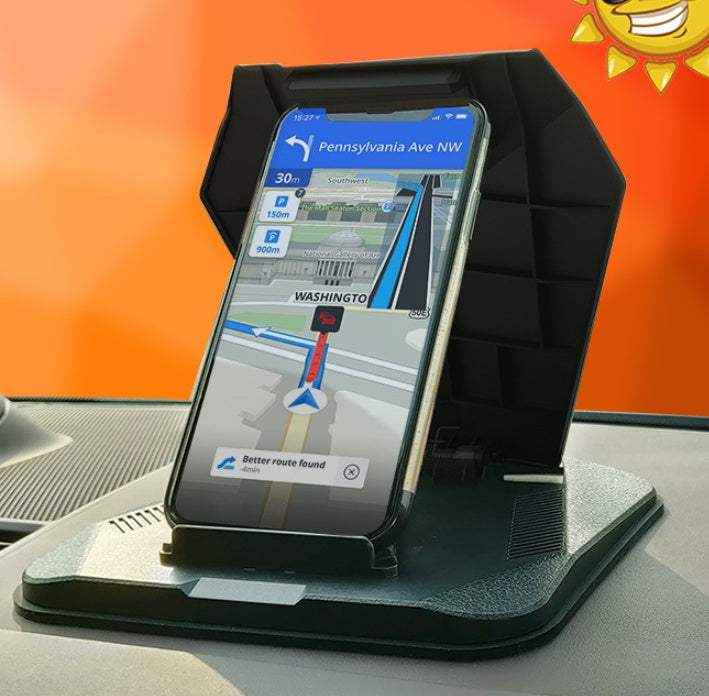 Car phone holder dashboard mount with shade for mobile phones and tablets up to 8 inches