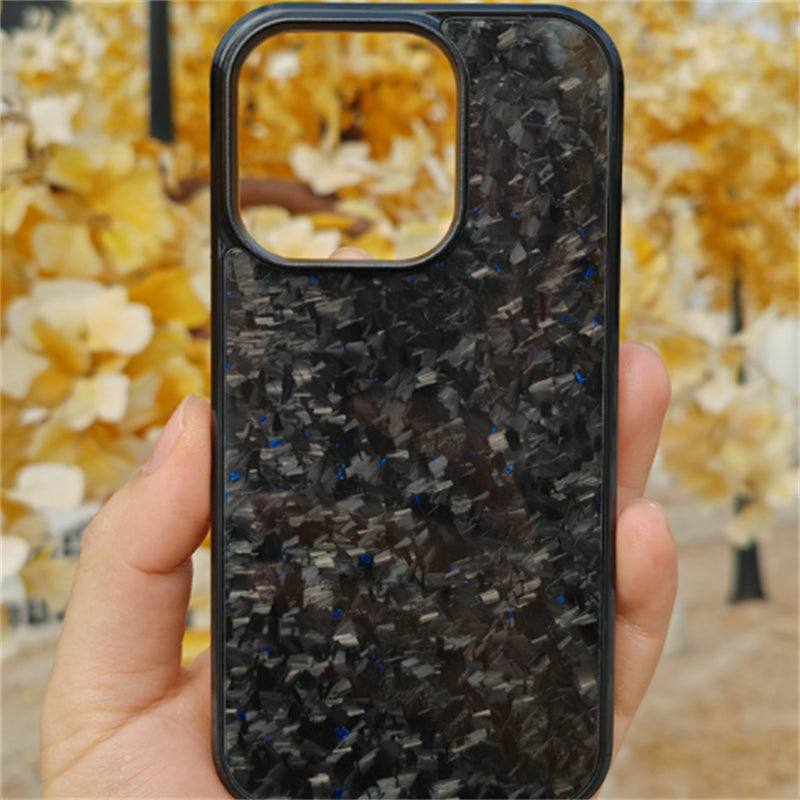 Hand holding black fashion simple magnetic phone case protector with textured design