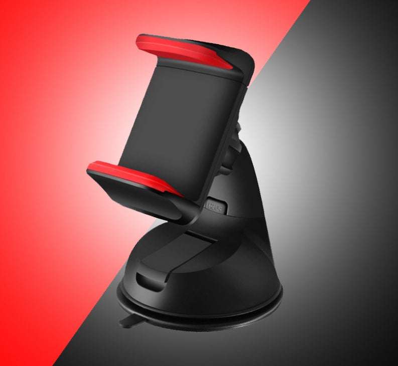 Mobile phone holder with black and red design for car and desktop use