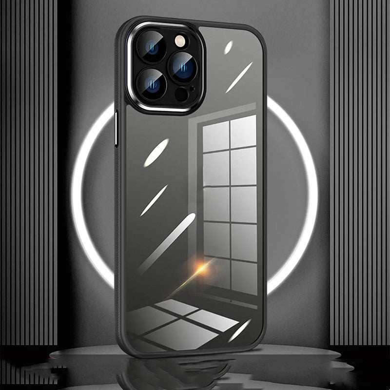 Creative Acrylic HD phone case protector with clear acrylic back and black border, compatible with iPhone models