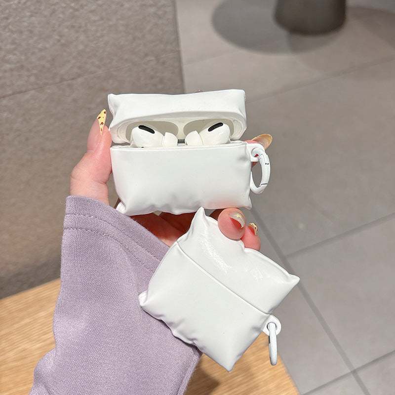 White silicone protective AirPods Pro Bluetooth earbuds case with soft shell design